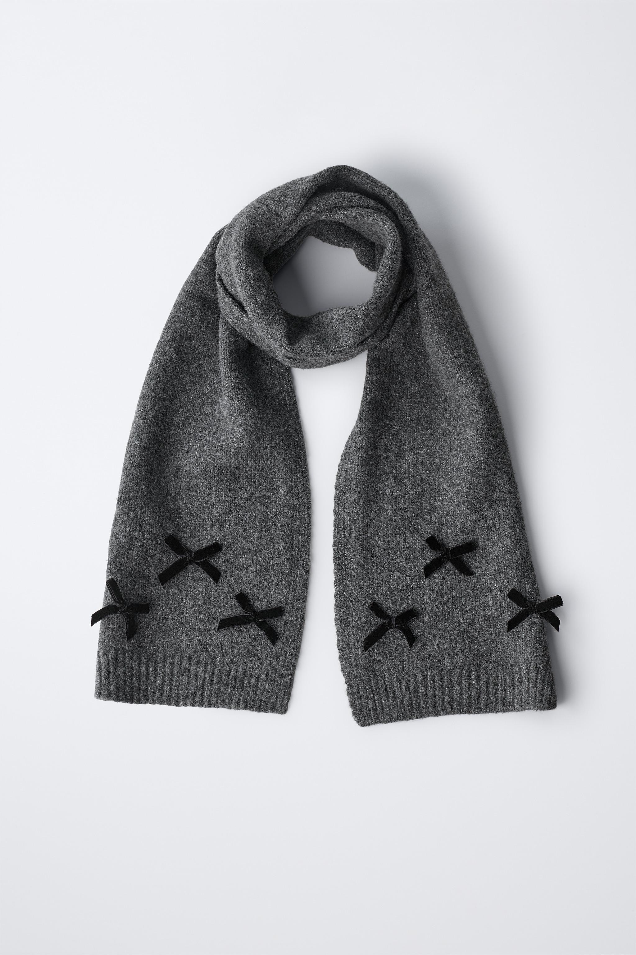 VELVET BOW KNIT SCARF